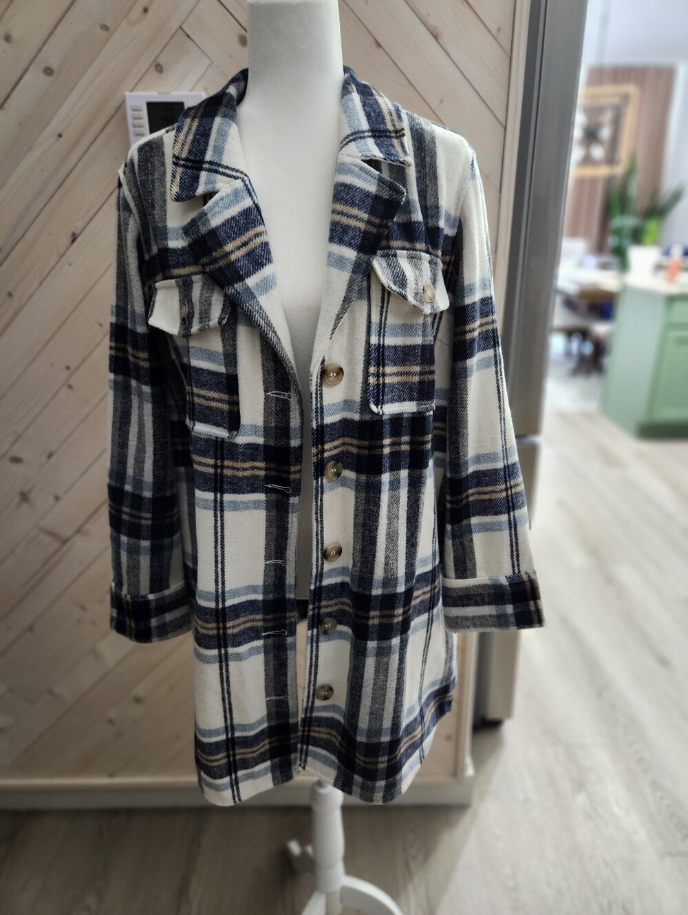Tribal Shacket, Heavy Plaid Fabric